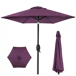 Best Choice Products - 7.5ft Heavy-Duty Outdoor Market Patio Umbrella w/ Push Button Tilt, Easy Crank - Amethyst Purple