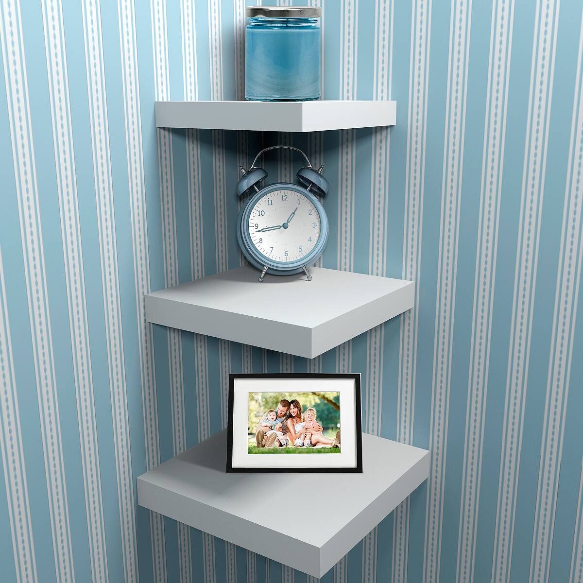 Alt View 2. Sorbus - Sorbus Wall Mount Corner Shelves, Square Hanging Wall Shelves Decoration, Perfect Trophy Display, - White.