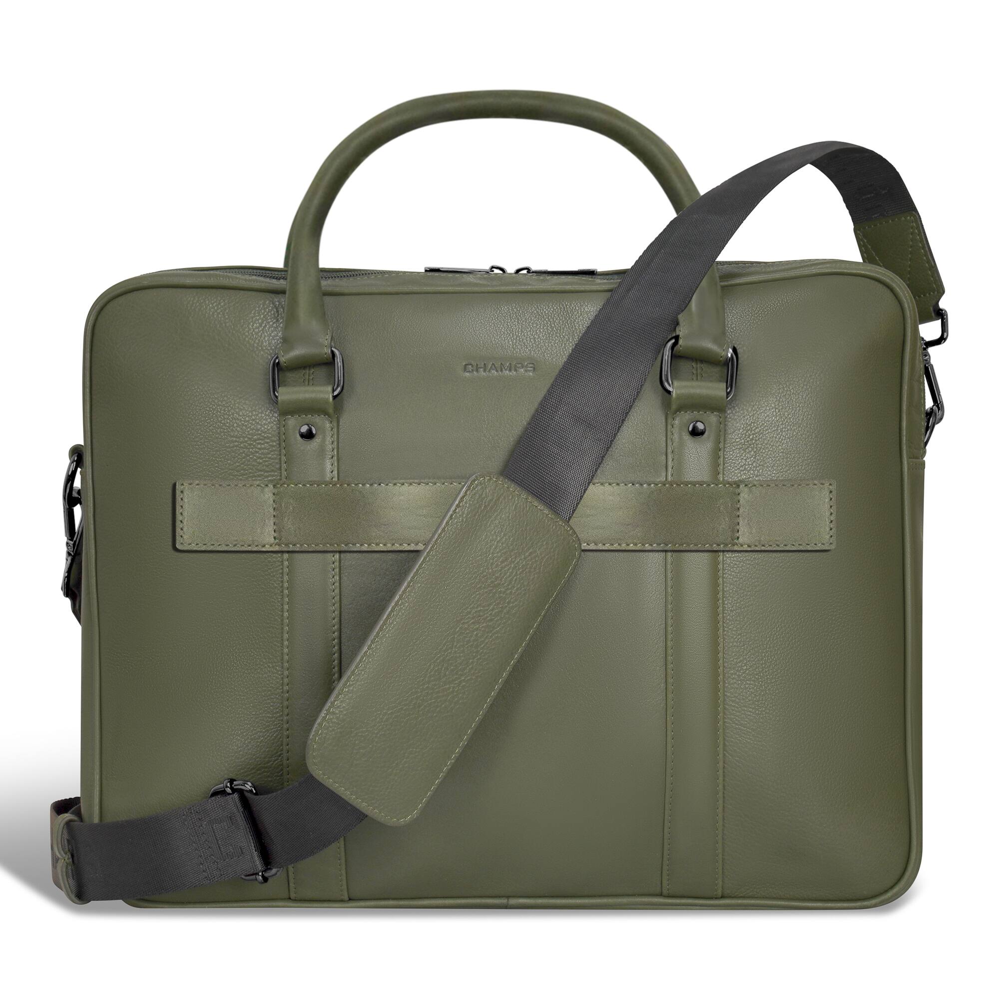 Back. Champs - Onyx Collection Leather Laptop Briefcase - Khaki.
