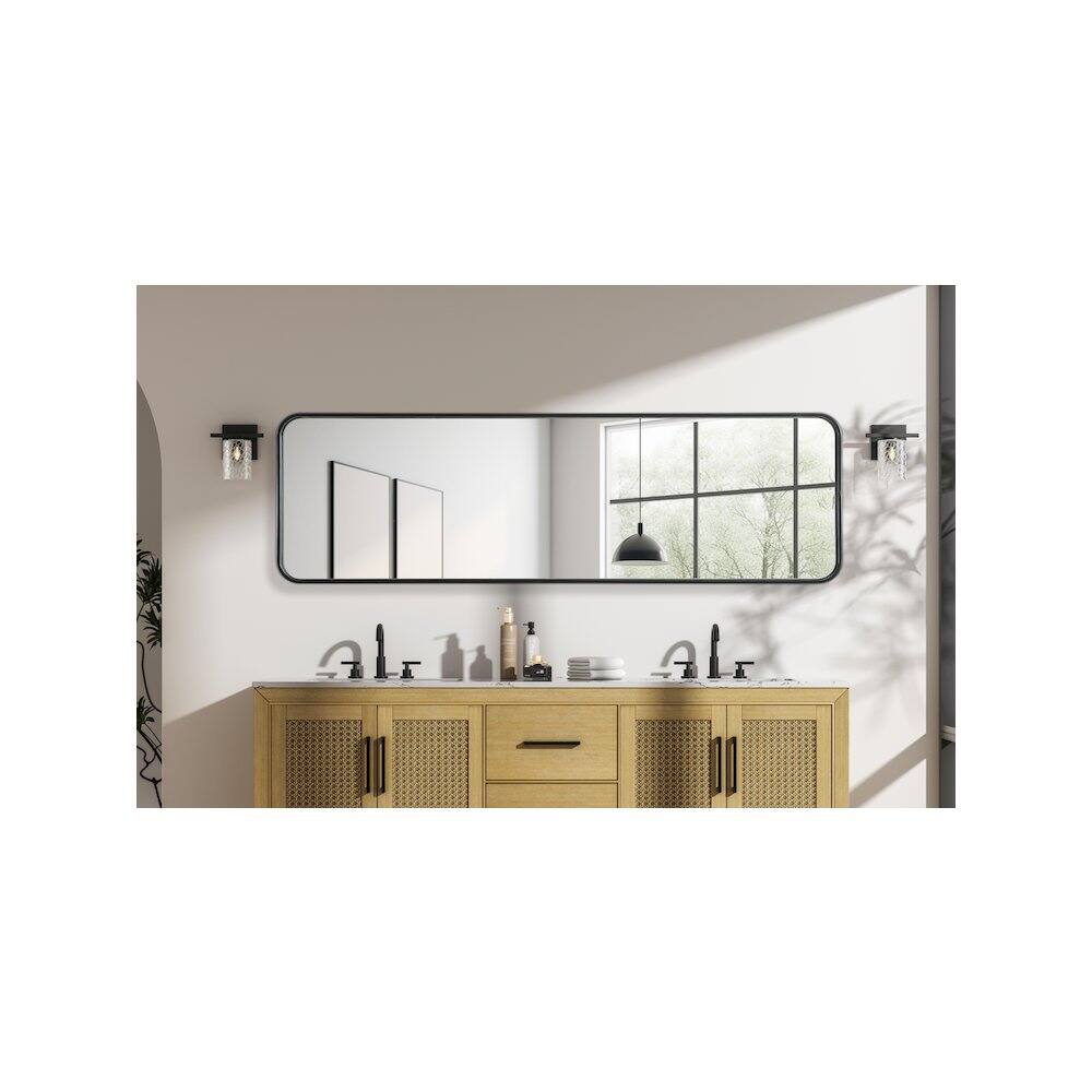 Alt View 3. Elegant Decor - Contour Metal Rectangle Mirror 18x60 in Black - Black.