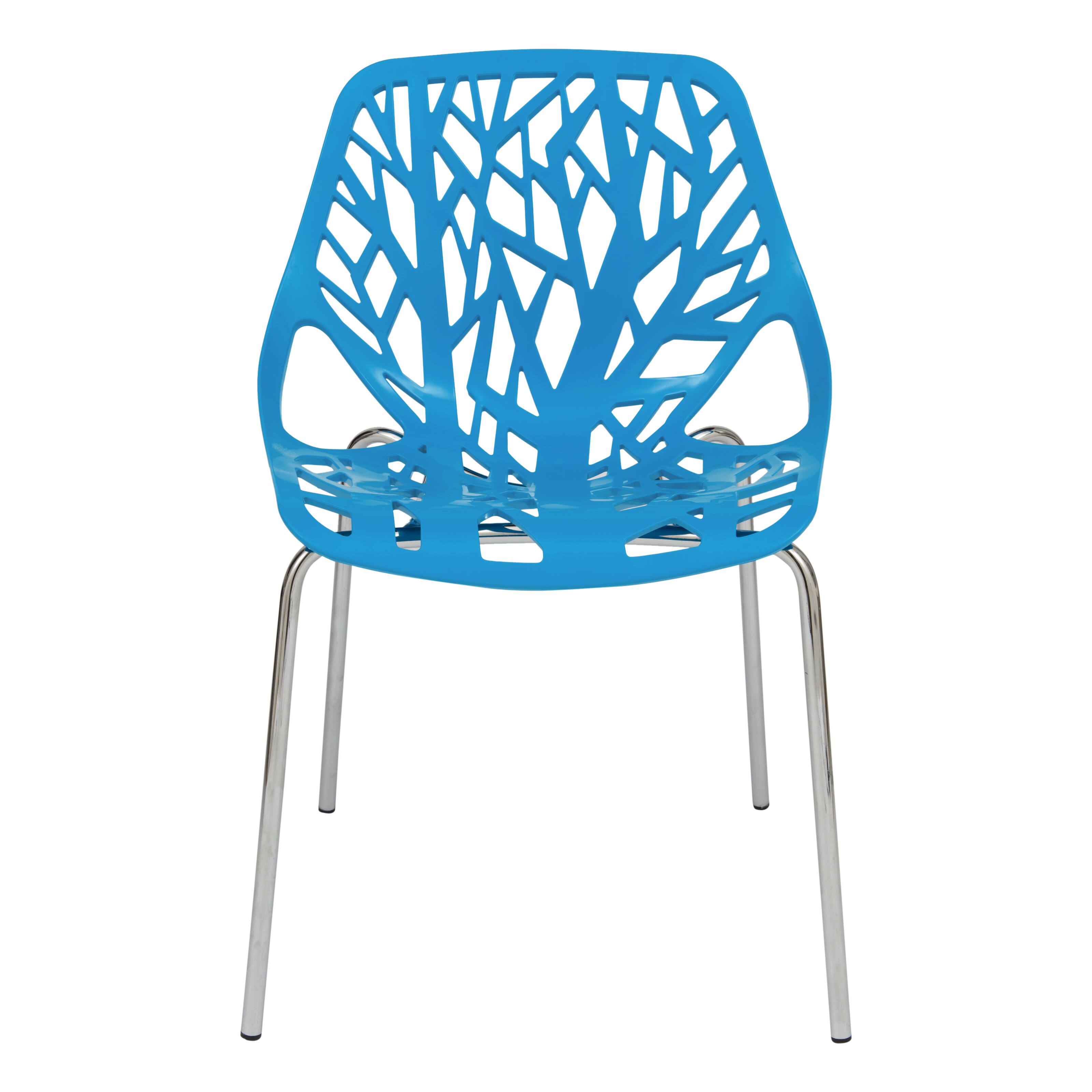 Alt View 4. LeisureMod - Asbury Stackable Modern Dining Chair with Cut Out Design and Chrome Legs Side Chair for Home Living Room - Blue.