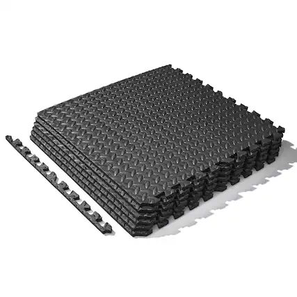 Front. Sunny Health & Fitness - ½ Inch Thick Puzzle Exercise Mat - Black.