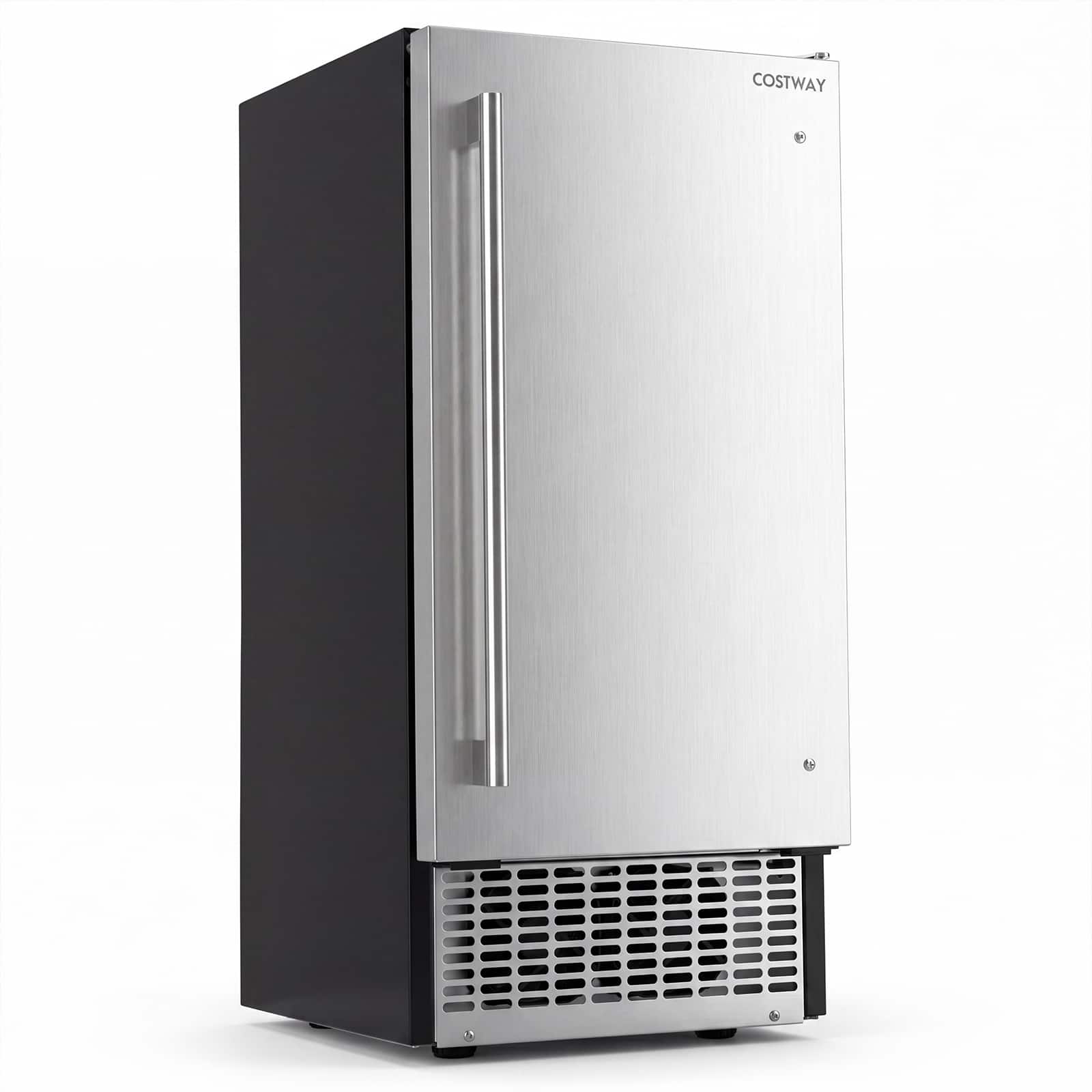 Costway - Freestanding Ice Maker, 110 lbs/24H Undercounter/ Ice Machine with 25 lbs Capacity - Silver & Black