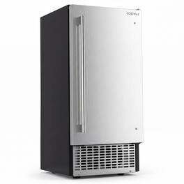 Costway - Freestanding Ice Maker, 110 lbs/24H Undercounter/ Ice Machine with 25 lbs Capacity - Silver & Black