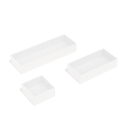 Alt View 2. TRU RED - 3 Piece Plastic Drawer Organizer - White.