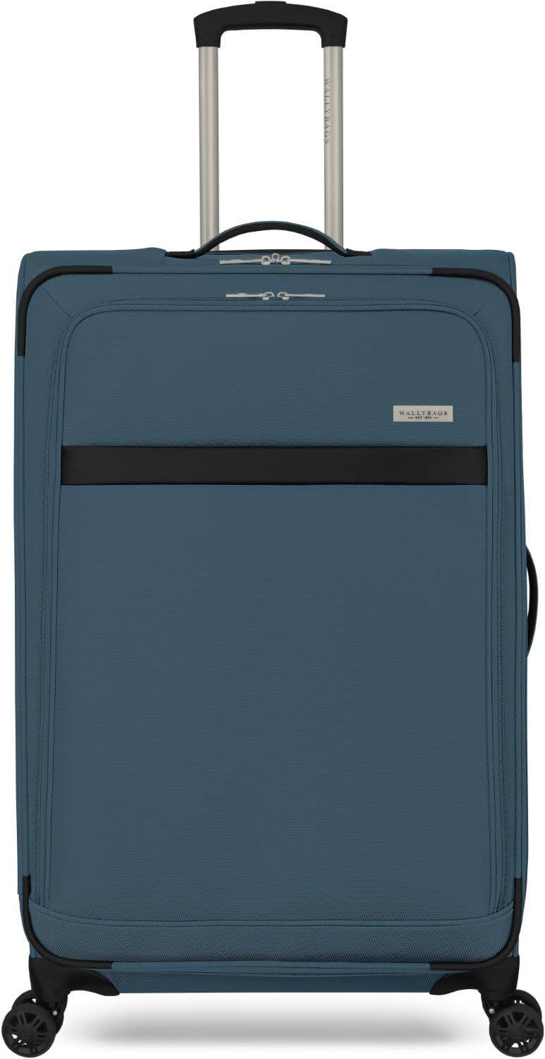 Front. Wallybags - Stratford 29" Large Checked Spinner Luggage - Teal.