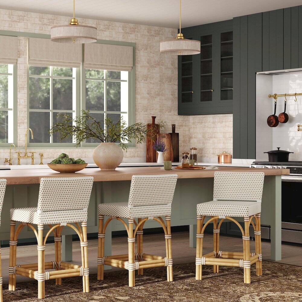 Alt View 3. Butler Specialty - Amalfi 24.5 in. Seat Height Outdoor Counter Stool - Beige And White.