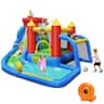 Costway - Inflatable Bouncer Water Climb Slide Bounce House Splash Pool w/ Blower - Multicolor