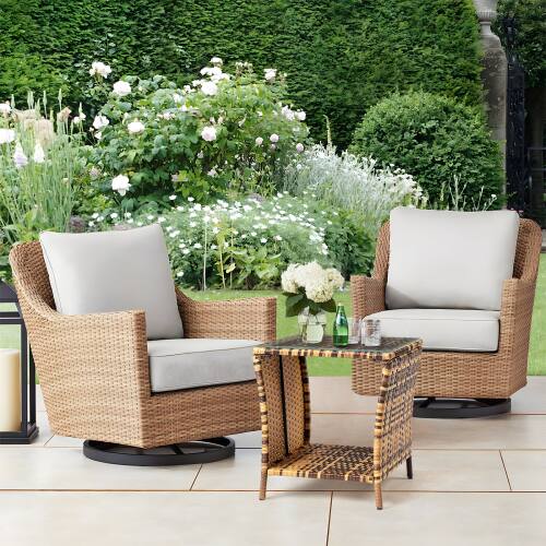 Alt View 8. Winado - 18in Gradient Wicker Rattan Side Table with Glass Patio for Indoor Outdoor Garden Furniture - Yellow & Borwn.