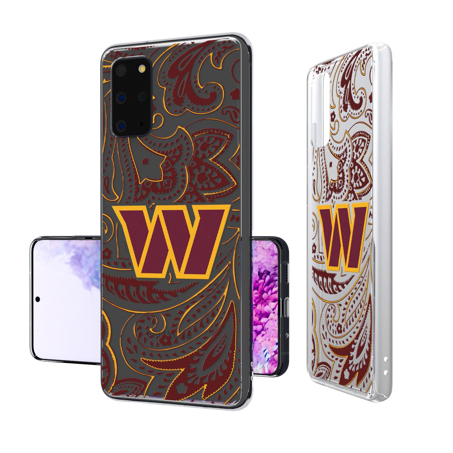 Alt View 2. Keyscaper - Washington Commanders Galaxy Clear Paisley Design Case - S22 - Multicolor.