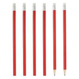 Unique Bargains - Round Wooden Pencils Bulk, 6pcs HB Graphite Pencils w/ Eraser for Office, Eng, Writing, Art, Drawing - Red