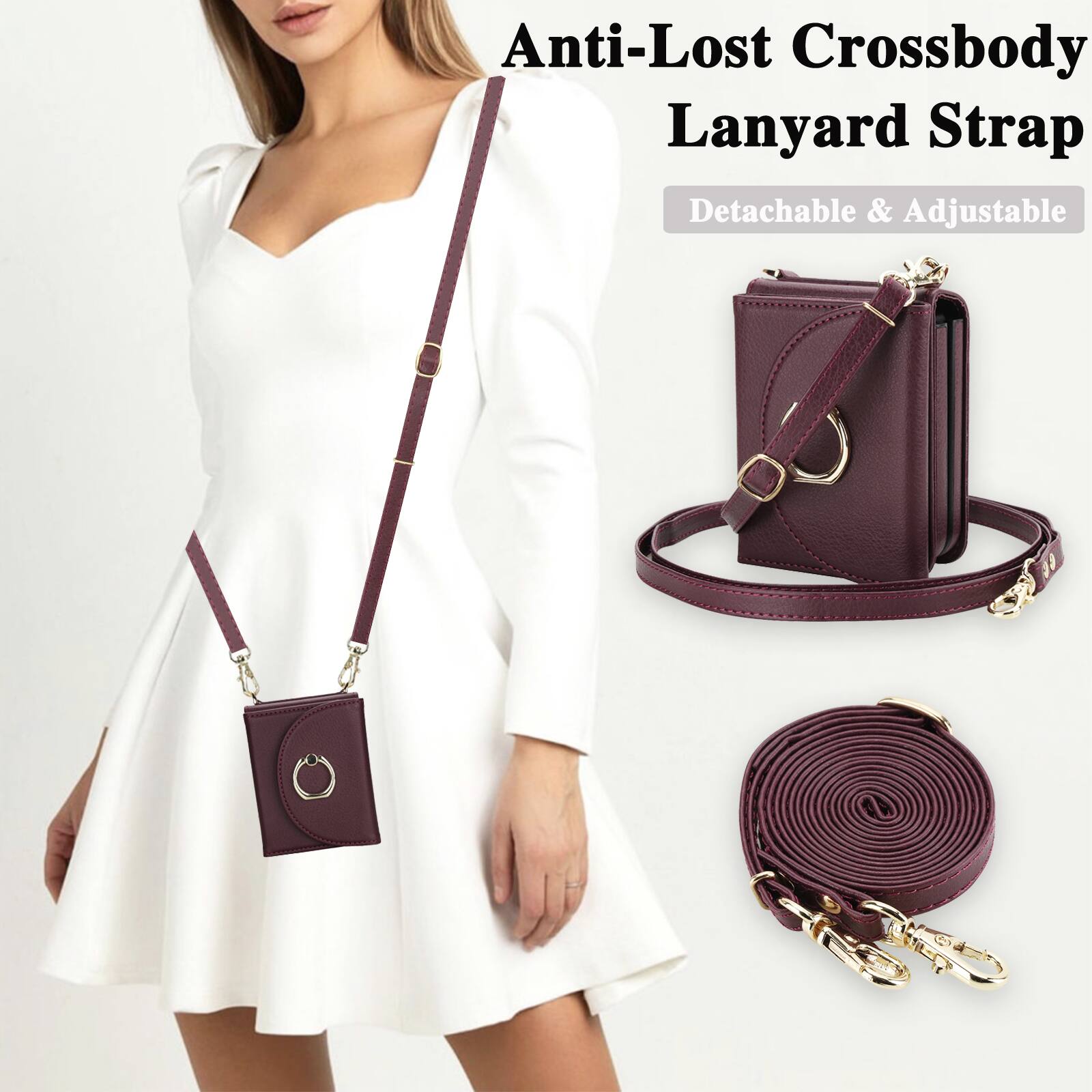 Anti-Lost Crossbody Lanyard Strap  
Detachable & Adjustable