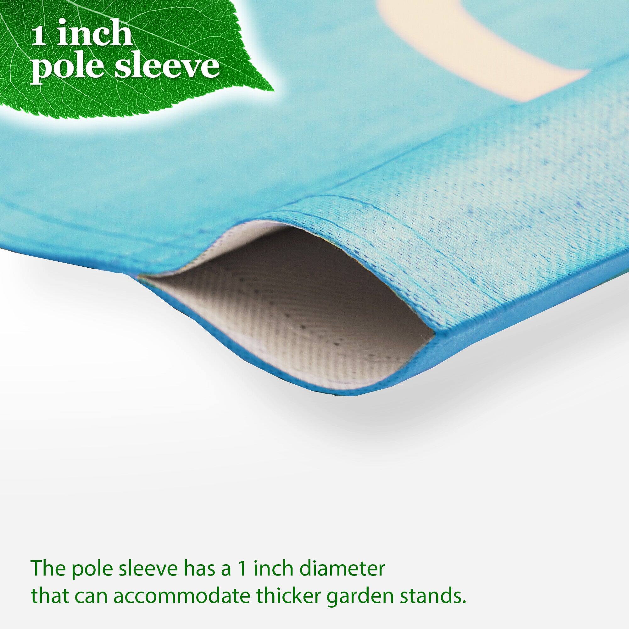 1 inch pole sleeve

The pole sleeve has a 1 inch diameter that can accommodate thicker garden stands.