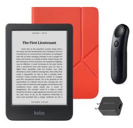 Kobo - Clara BW eReader with Black Remote & AC Bundle - 2024 - Cayenne Red SleepCover