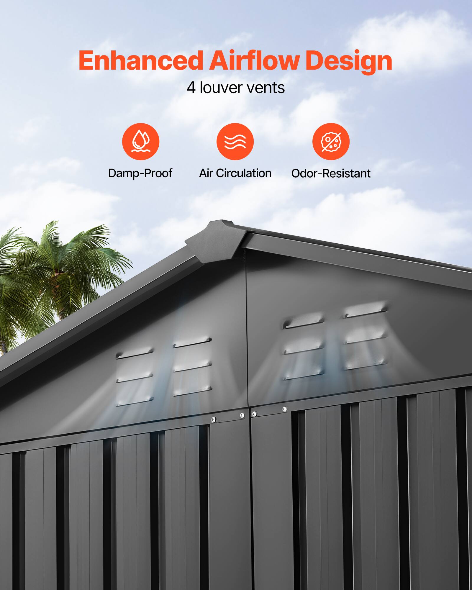 Enhanced Airflow Design  
4 louver vents  
Damp-Proof  
Air Circulation  
Odor-Resistant