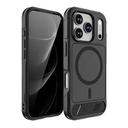 Front. SaharaCase - Apple iPhone 17 Pro Max Kickstand Case | Anti-Slip Grip | Compatible with Magsafe | Venture Series - Scorpion Black.