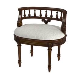 Butler Specialty - Hathaway 22.5 in. W Oval Upholstered and Wood Traditional Vanity Seat - Medium Brown