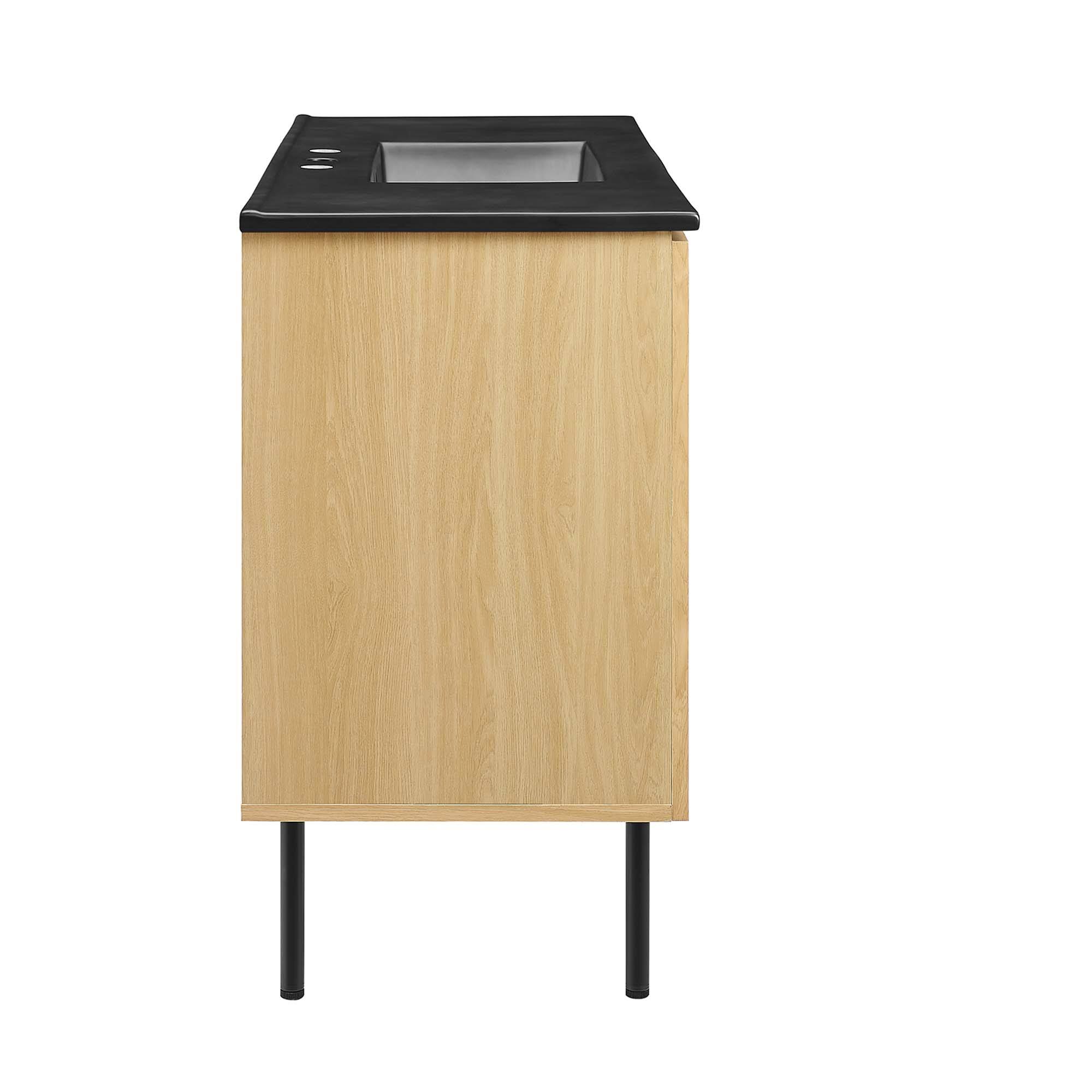 Alt View 4. Modway - Chaucer Bathroom Vanity with Black Basin Included by Modway - Oak Black.