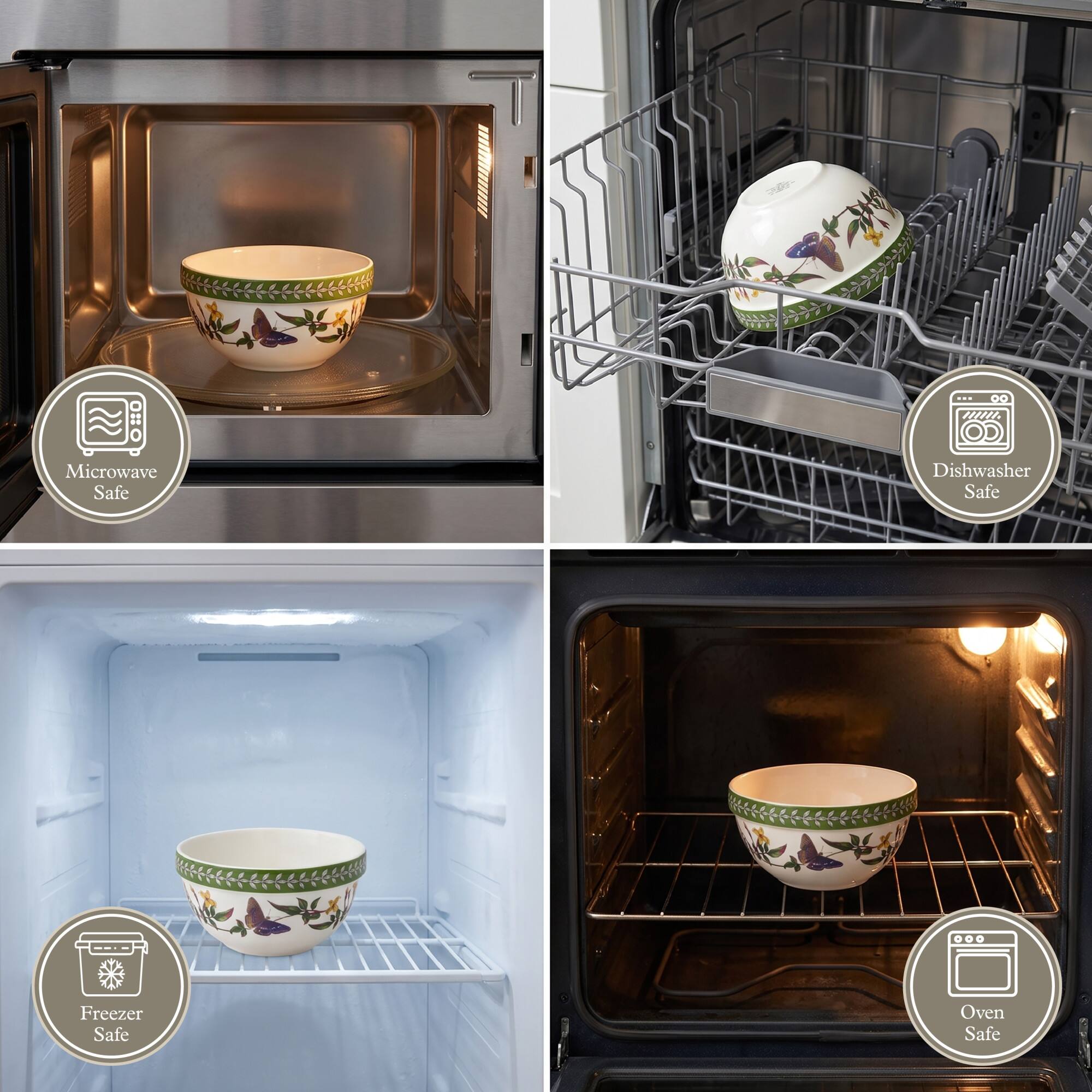 - Microwave Safe
- Dishwasher Safe
- Freezer Safe
- Oven Safe