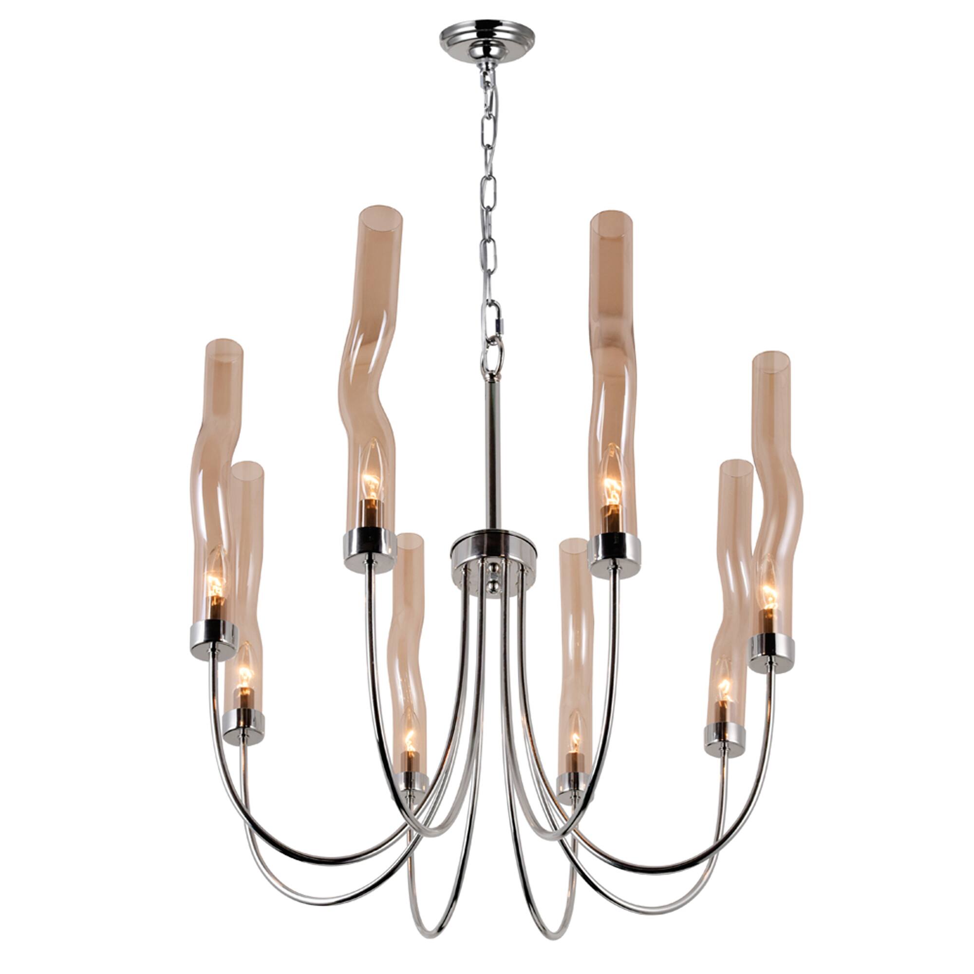 Angle. CWI Lighting - Meduse 8 Light Chandelier With Polished Nickel Finish - Polished Nickel.