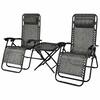 Front. Costway - Costway 3PCS Zero Gravity Recliner Lounge Chairs Pillows Table Portable Folding - Gray.