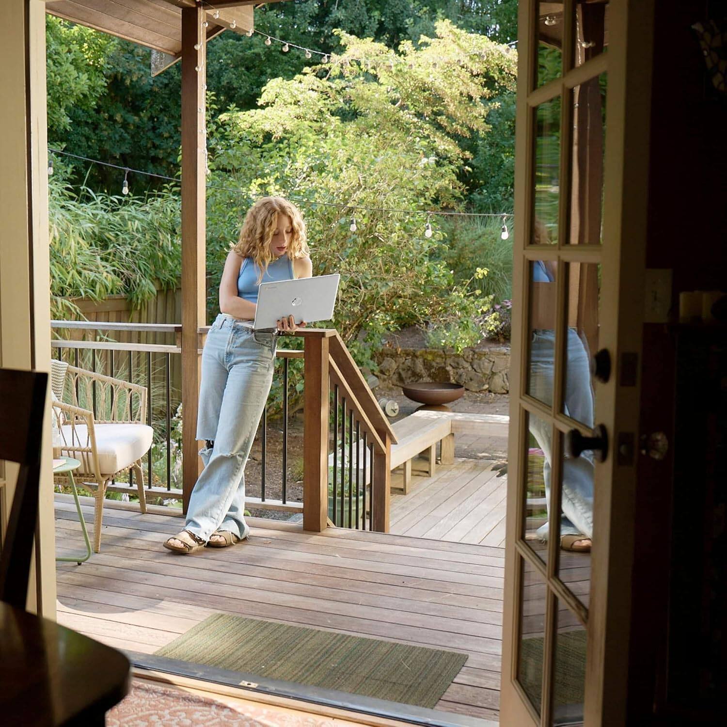 Alt View 8. HP - Chromebook 15 15.6" HD Laptop - Intel Processor N200 with 8GB LPDDR5 Memory - 128GB Storage - IST SD Card - Chrome OS - Silver.