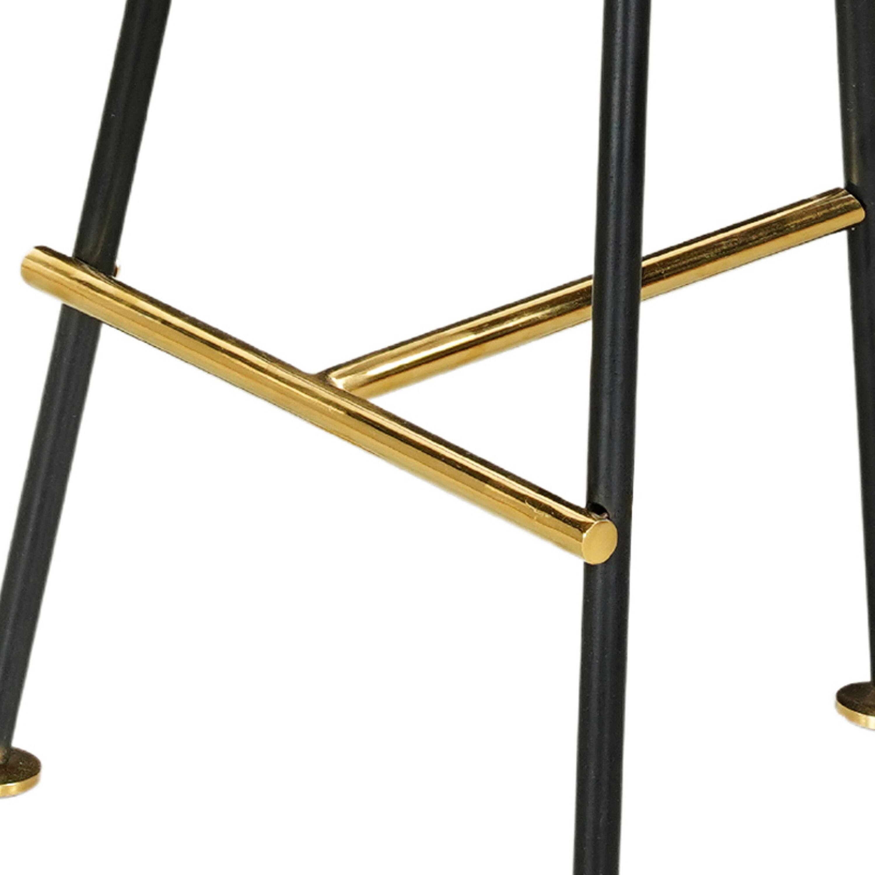 Alt View 3. Manhattan Lane - Elira 24 Inch Backless Counter Barstool with Round Mango Wood Seat | Black Iron Legs | Gold Footrest - Black, Gold.