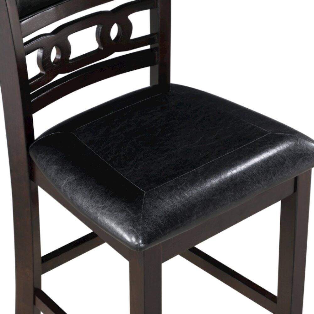Alt View 4. FurniFact - Solid Wood Counter Chairs Set of 2 Ebony Black - Black.