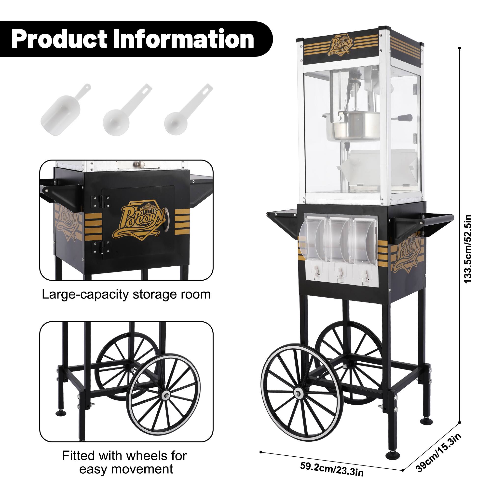 Product Information

- Large-capacity storage room
- Fitted with wheels for easy movement

Dimensions:
- Height: 133.5cm / 52.5in
- Width: 59.2cm / 23.3in
- Depth: 39cm / 15.3in