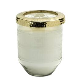 BreeBe - Whit Currant Scented Soy Candle with Pressed Floral Lid 5"D - White, Gold