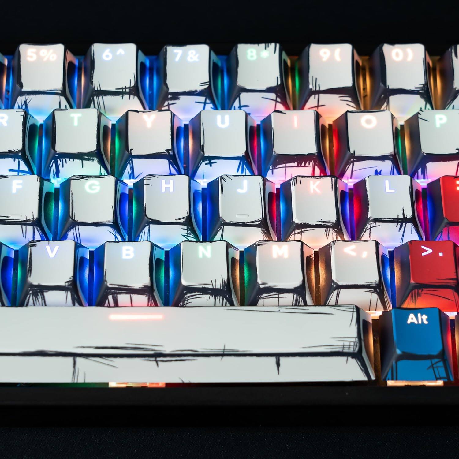 Alt View 1. Womier - PBT Keycaps, Custom Shine Through Backlit Cherry Profile Keys for Cherry Gateron MX Switches Mechanical Keyboards - Colorful-128 Keys.