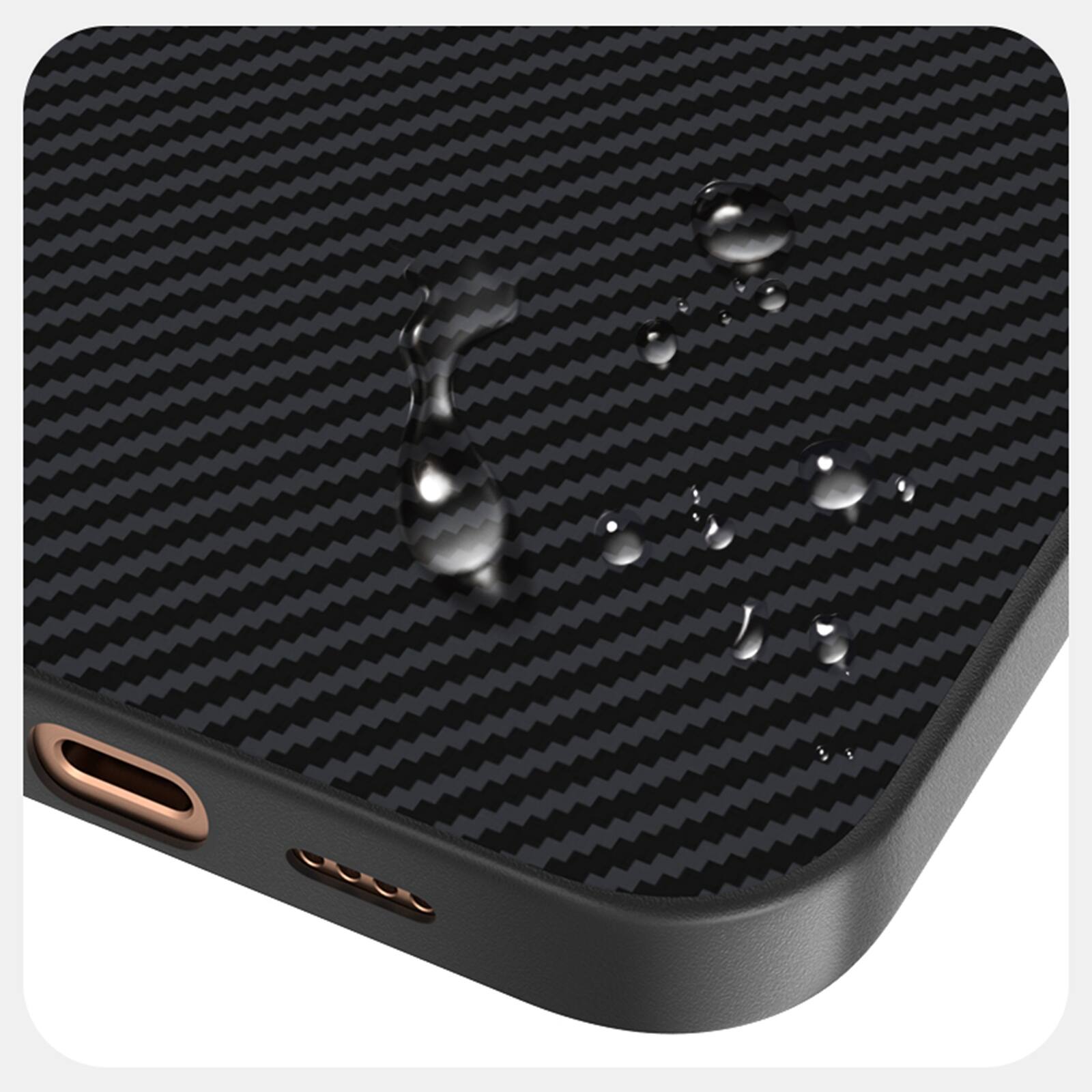 Back. Dteck - Carbon Fiber Texture Magnetic Case for Apple iPhone 16 Pro, Shockproof Slim Protective Cover with Metal Camera Ring - Purple.