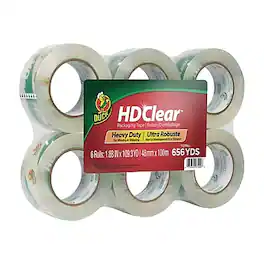 Duck - HD Heavy Duty Packing Tape, 1.88" x 109.3 yds., 6/Pack (299016) - Clear