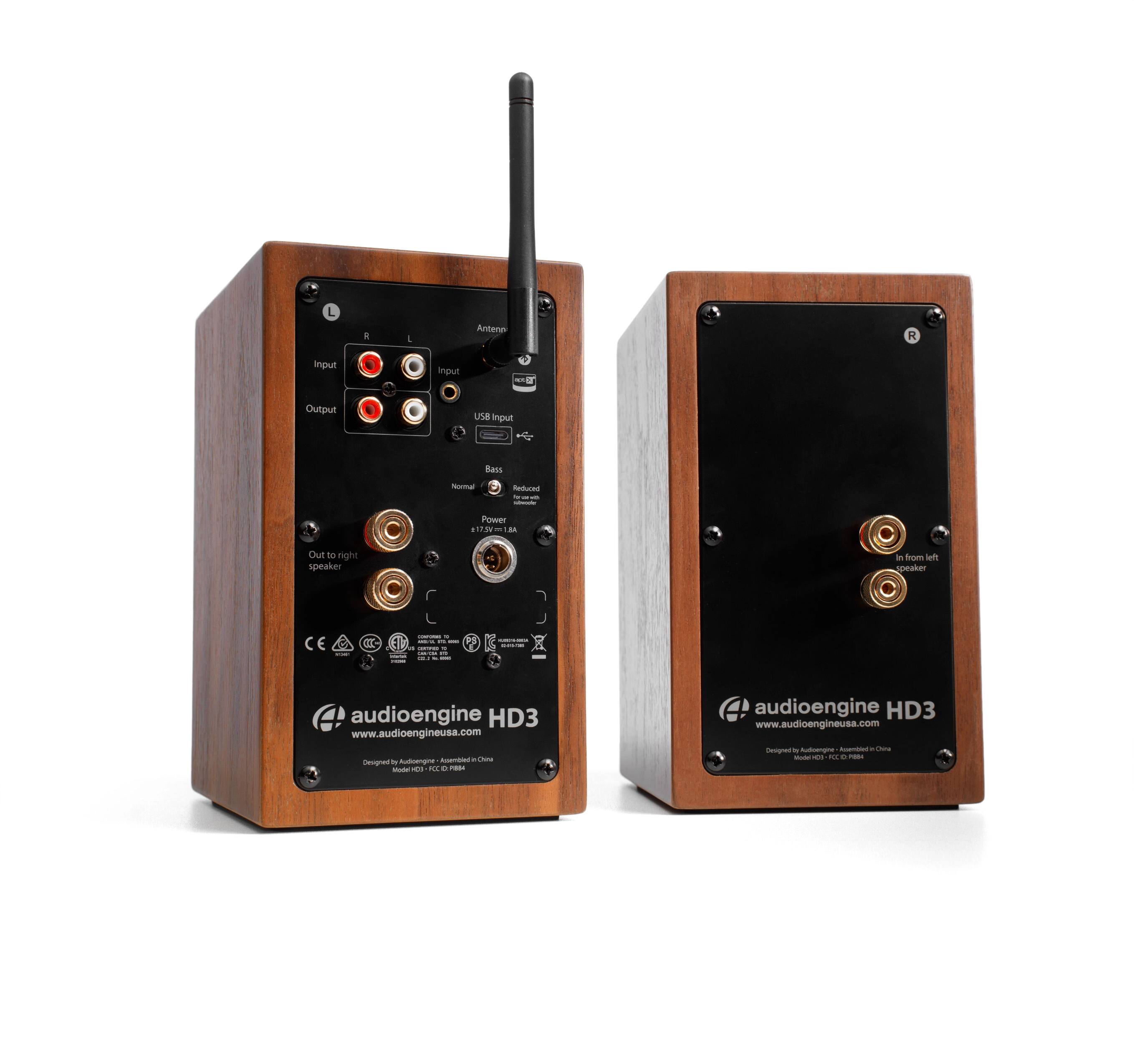 - Antenna
- Input
- Output
- USB Input
- Bass
- Power
- Out to right speaker
- audioengine HD3
- www.audioengineusa.com
- Designo
- Mate 24 X
- audioengine HD3
- www.audioengineusa.com
- In from left speaker