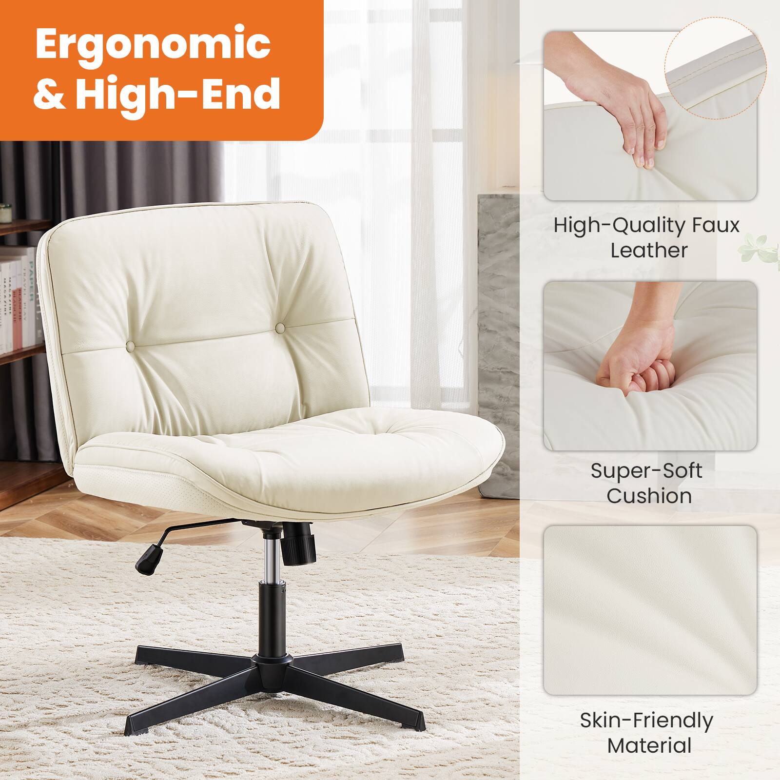 Ergonomic & High-End

- High-Quality Faux Leather
- Super-Soft Cushion
- Skin-Friendly Material