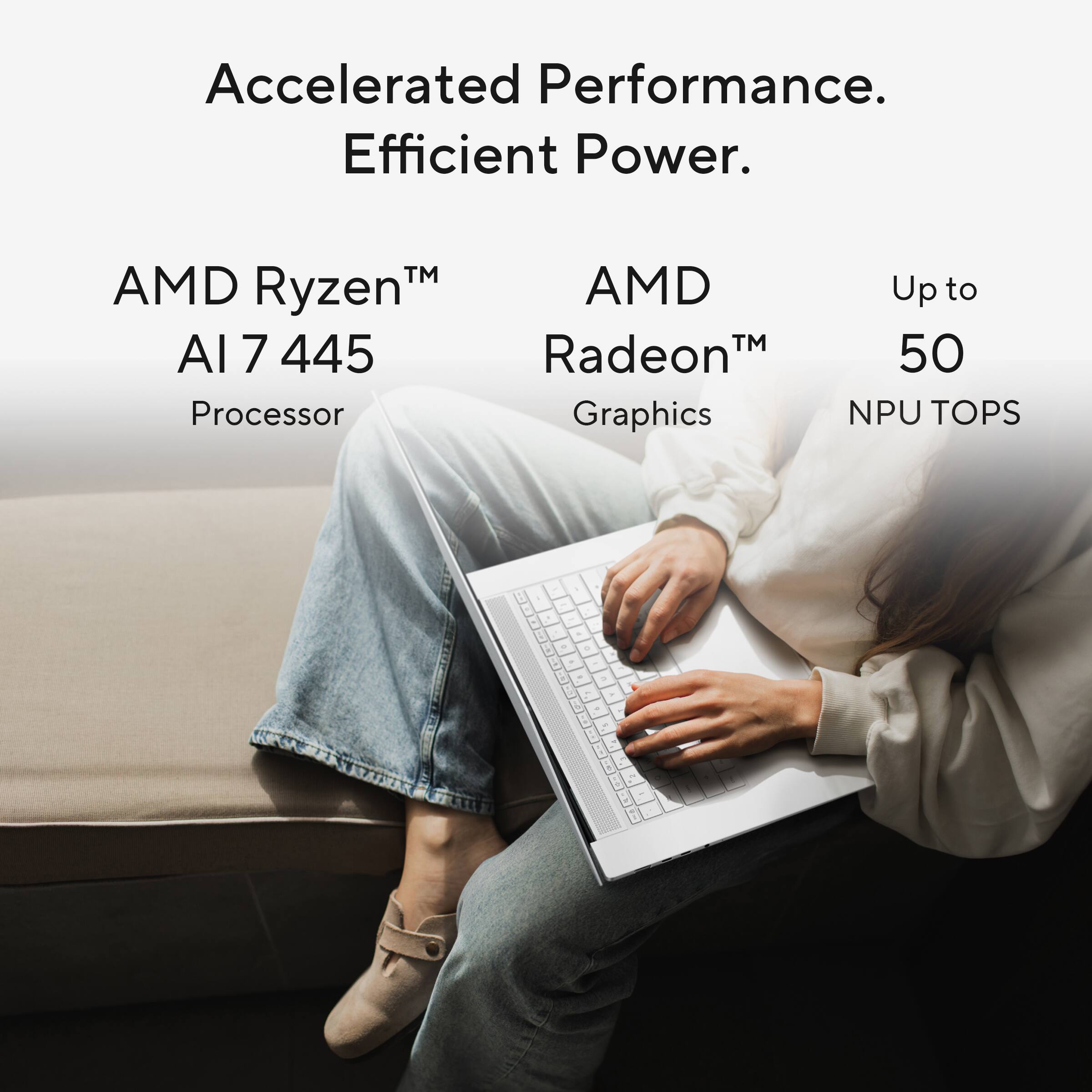 Accelerated Performance. Efficient Power.

AMD Ryzen™ AI 7 445 Processor

AMD Radeon™ Graphics

Up to 50 NPU TOPS