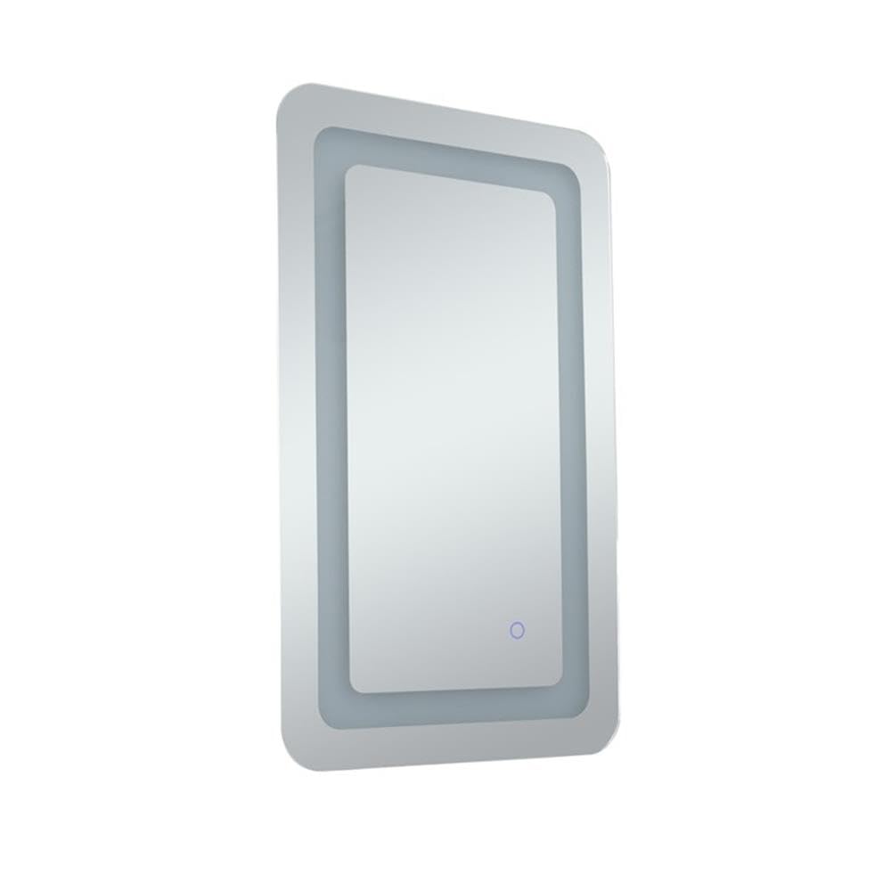 Left. Elegant Decor - Genesis 27in x 30in soft edge LED mirror - Glossy White.