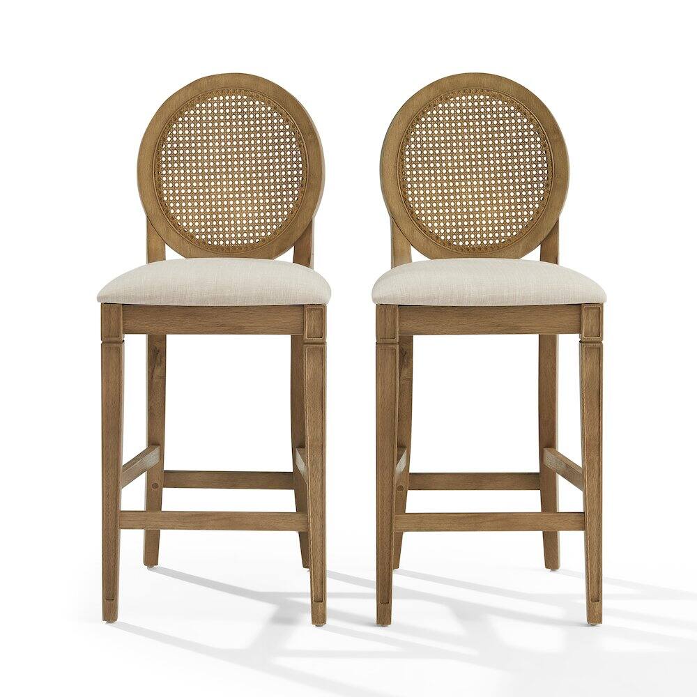Front. Crosley Furniture - Katia 2-Piece Cane-Back Counter Stool Set - 2 Cane-Back Counter Stools - Driftwood.