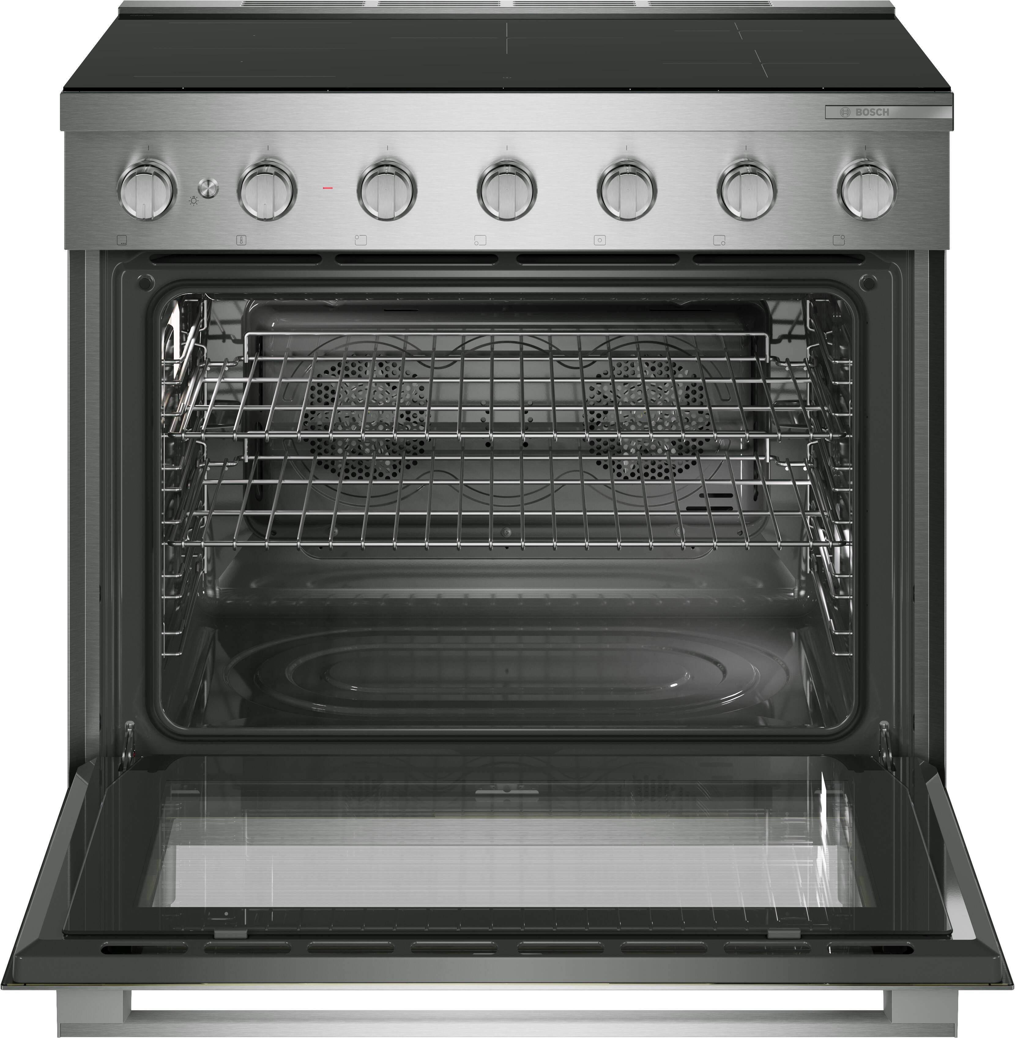 Alt View 1. Bosch - 500 Series 36 in. Wide 5.4 Cu. Ft. Industrial Style Electric Induction Range with 5 Elements - Stainless Steel.