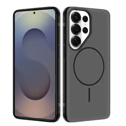 Front. Kitcheniva - Rugged Side Grip Magnetic Circle Phone Case With Tempered Glass For Samsung Galaxy S25 Ultra Black - Black.