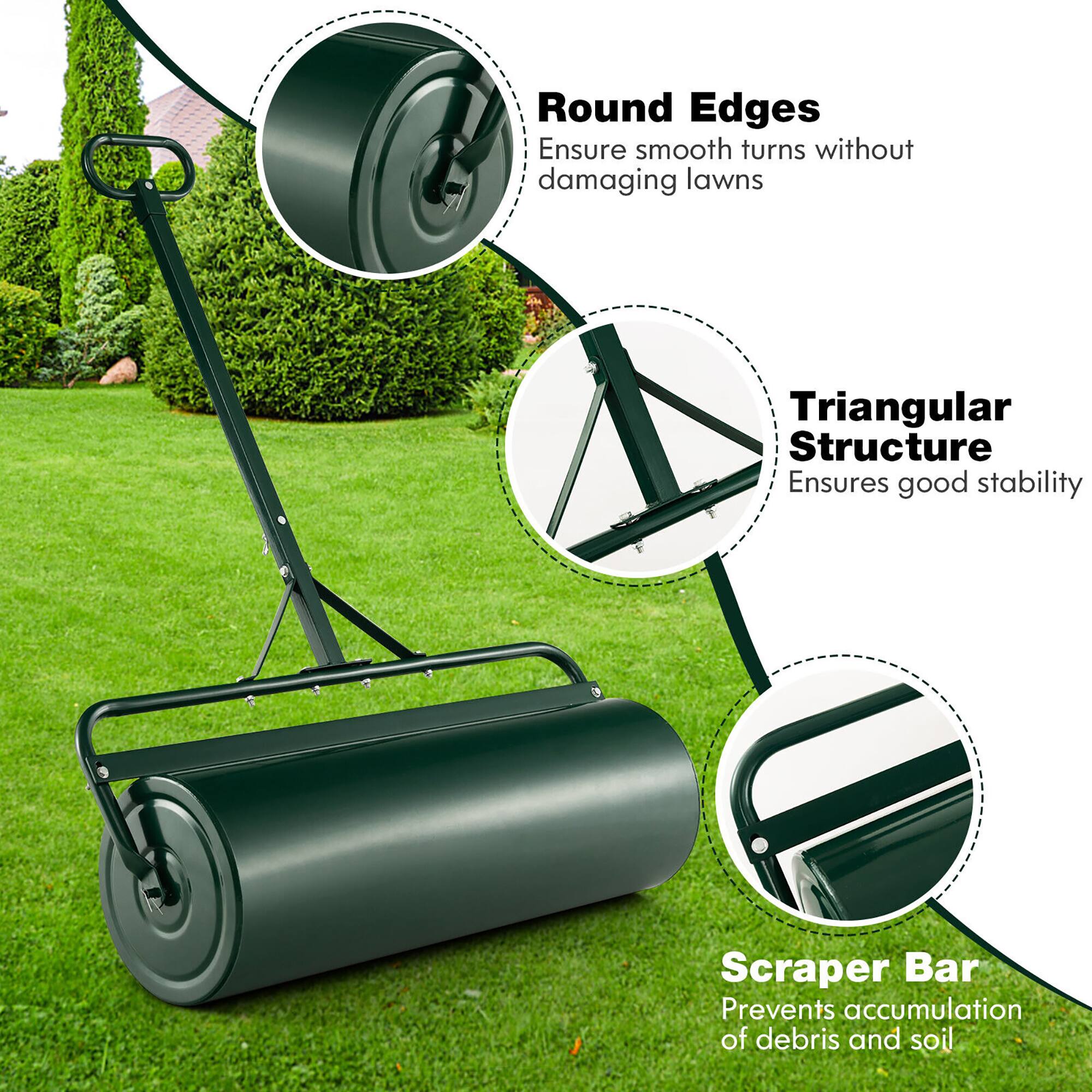 - Round Edges: Ensure smooth turns without damaging lawns
- Triangular Structure: Ensures good stability
- Scraper Bar: Prevents accumulation of debris and soil