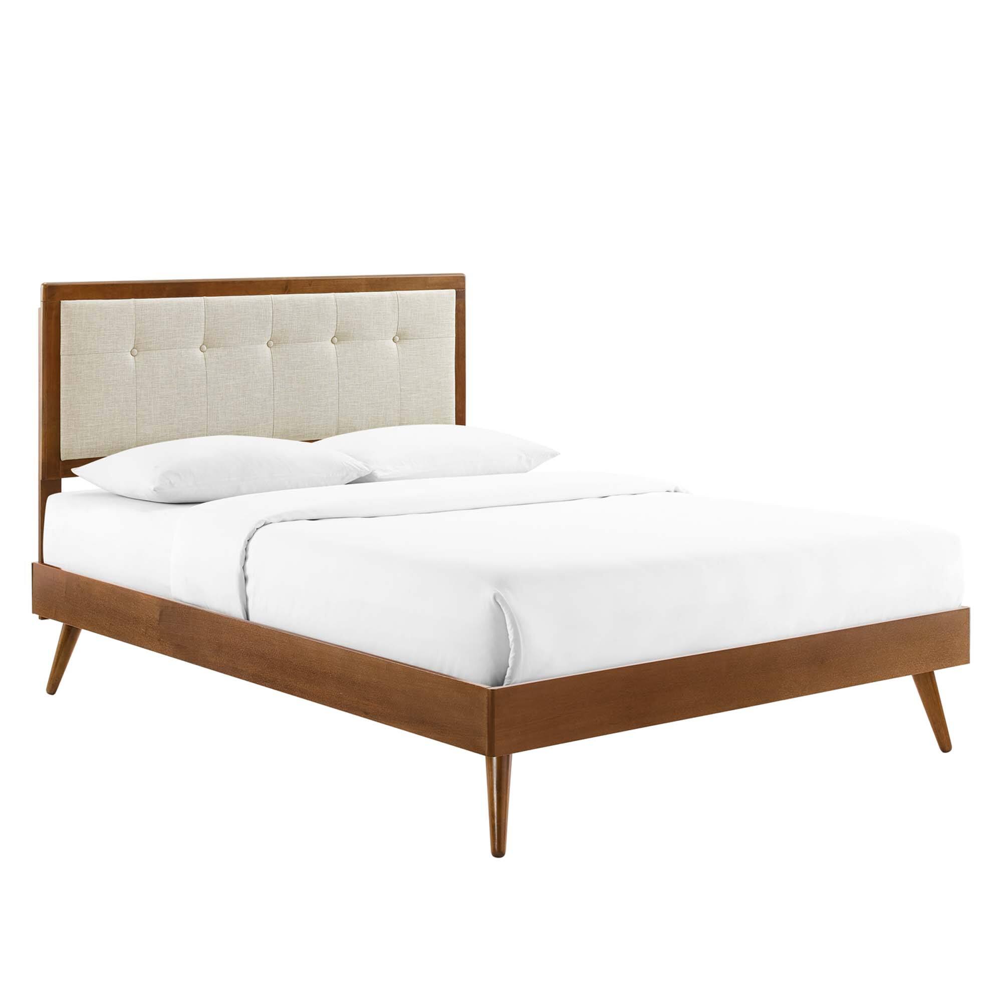 Angle. Modway - Current Performance Velvet Queen Platform Bed - White.