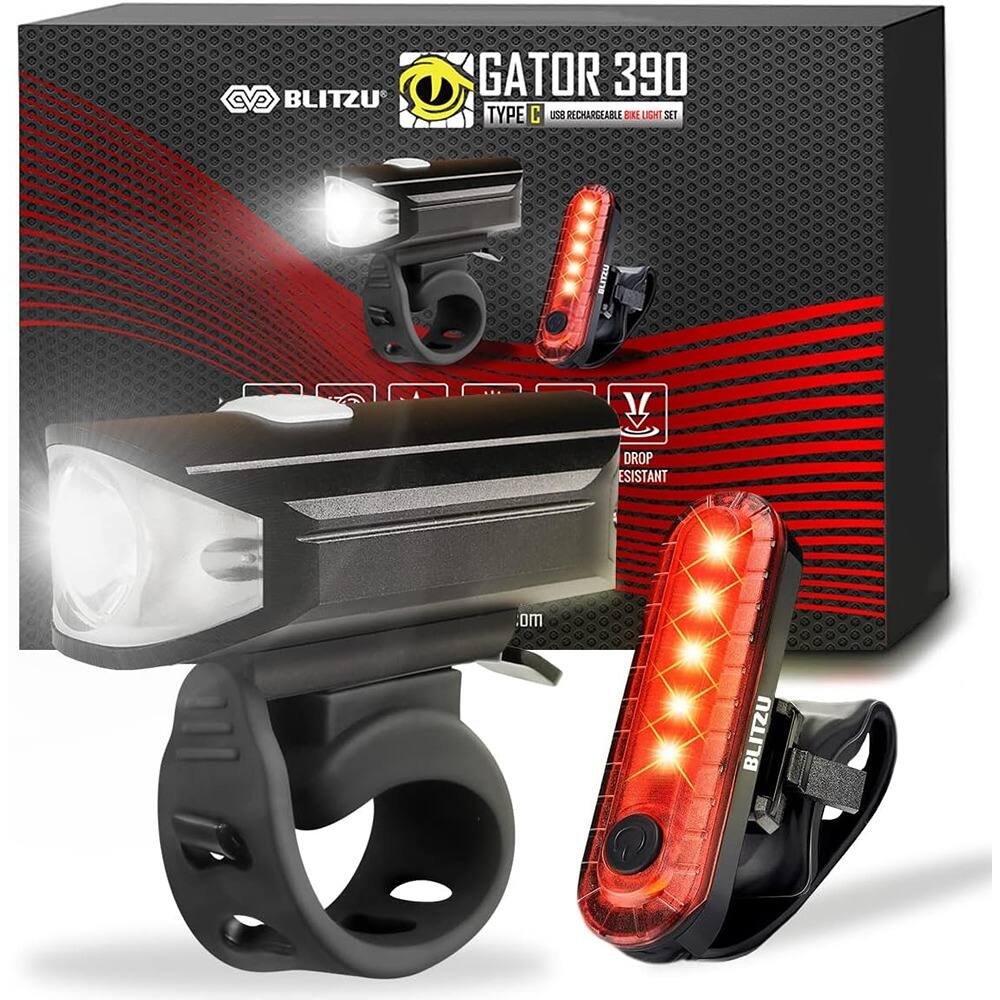 RTMB - USB-C Rechargeable Bike Light Set, Ultra Bright Front & Rear Lamps - Black