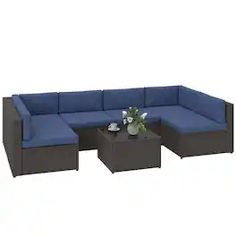 Outsunny - Piece Patio Furniture Set - Dark Blue