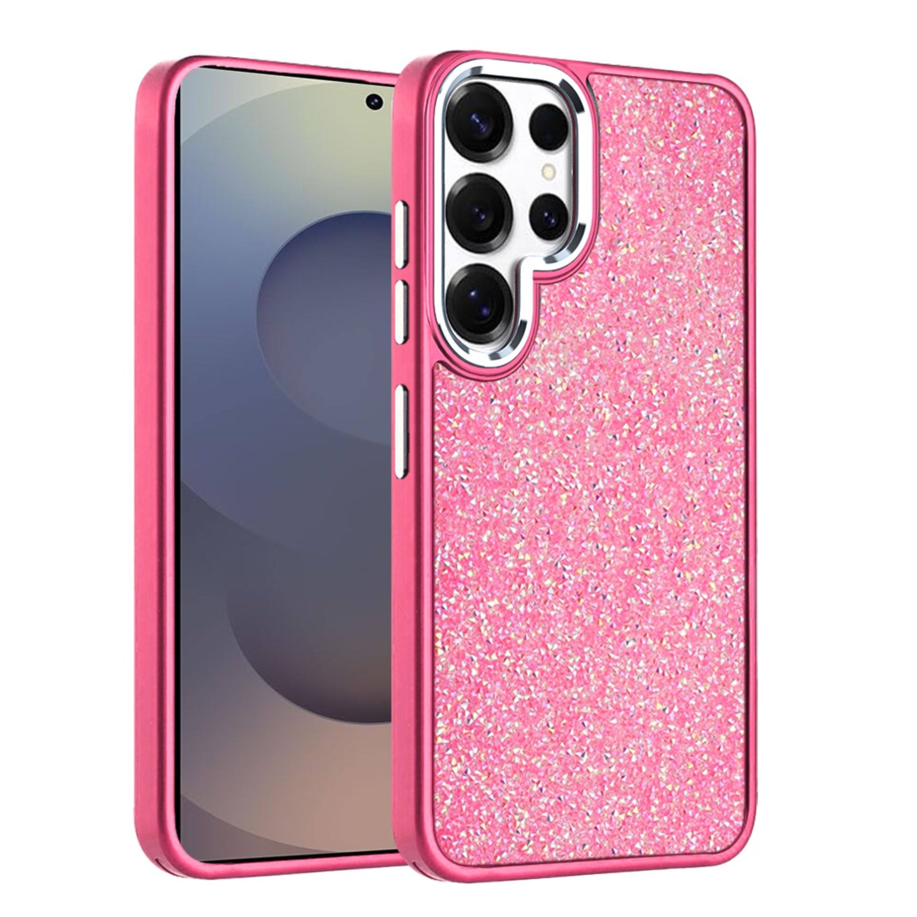 Kitcheniva - Full Crystal Bling Metallic Buttons Phone Case With Tempered Glass For Samsung Galaxy S25 Ultra - Hot Pink price history on PriceWatchPro