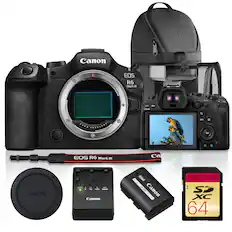 Canon EOS R6 Mark III Camera Kit
Includes:
- Canon EOS R6 Mark III Camera
- Canon LP-E16 Battery
- Canon 64GB SDXC Card
- Canon Lens Hood
- Camera Strap
- Camera Bag