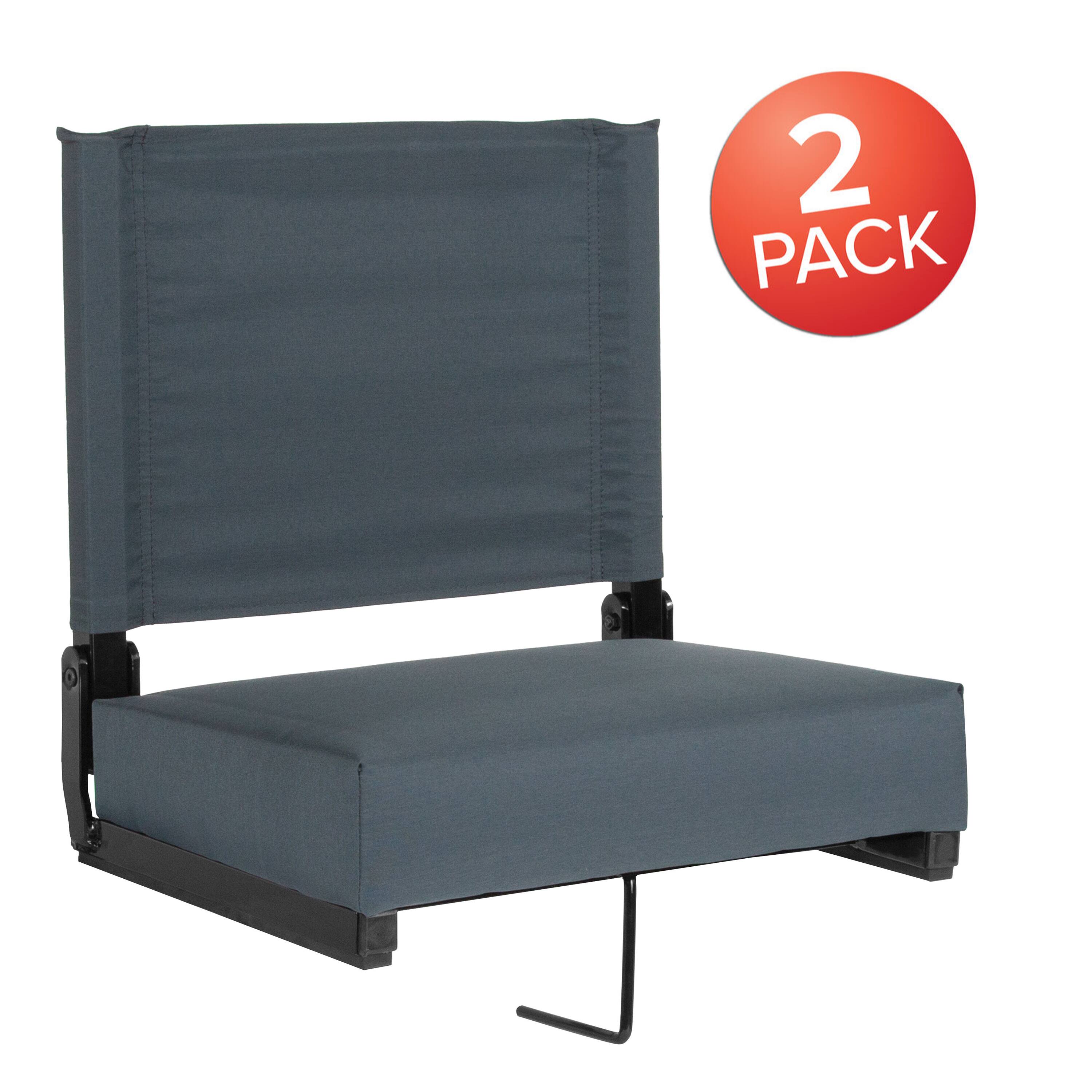Alt View 1. Emma + Oliver - Set of 2 500 lb. Rated Lightweight Stadium Chair with Ultra-Padded Seat - Dark Blue.