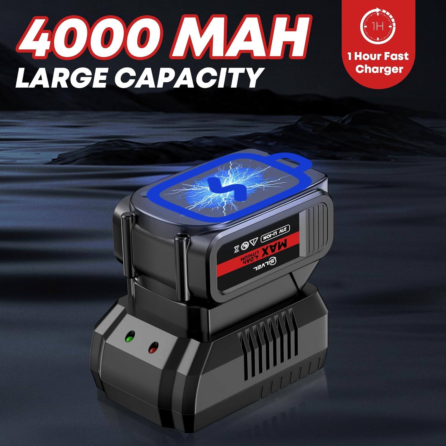 4000 MAH LARGE CAPACITY 1 Hour Fast Charger NO-IT ALE 12V MAX 4V LVEL