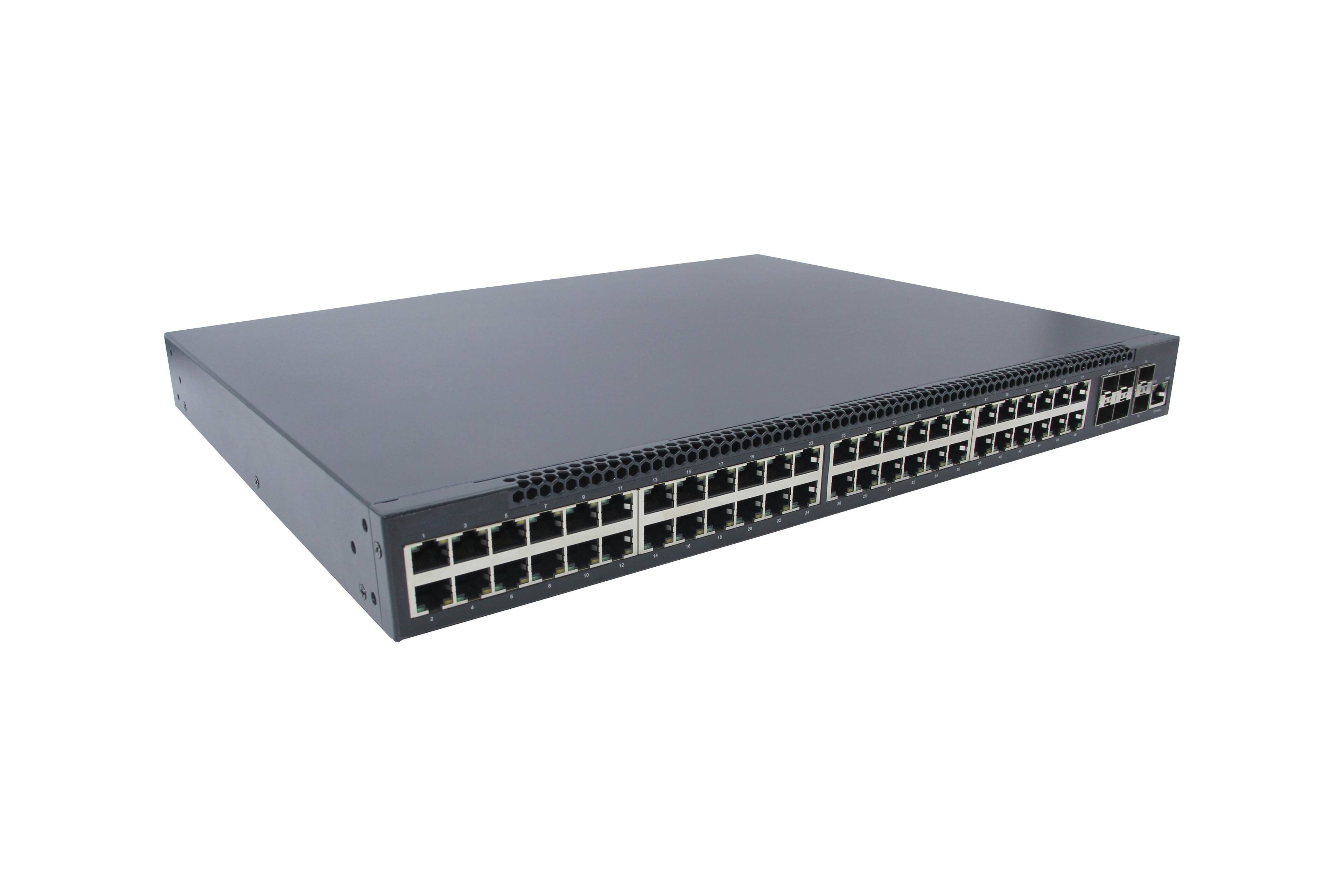 Back. Orei - ToVi 48-Port Gigabit PoE Switch w/ 6×10G SFP+ Uplink (1U Rackmount) - (NS-1G48) - Gray.