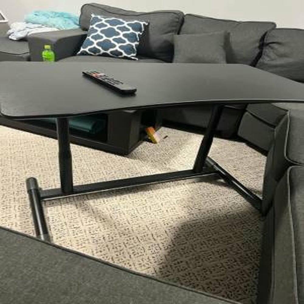 Left. Pefilos - Height Adjustable Computer Desk Sit to Stand Rolling Notebook Table, Portable Desk, Office Furniture for Home & Office - Brown.